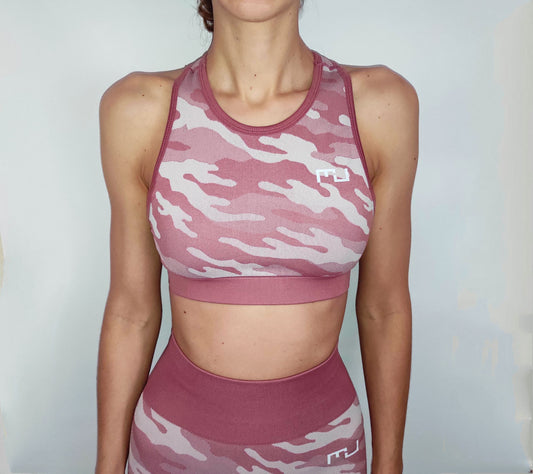 Camouflage Sports Bra Candy Pink