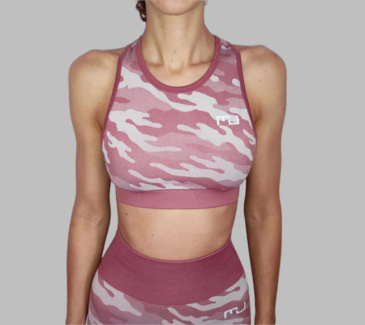 Camouflage Sports Bra Candy Pink